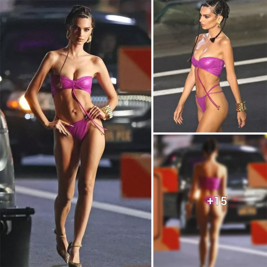 Emily Ratajkowski makes stunning return to the catwalk in teeny purple ʙικιɴιv